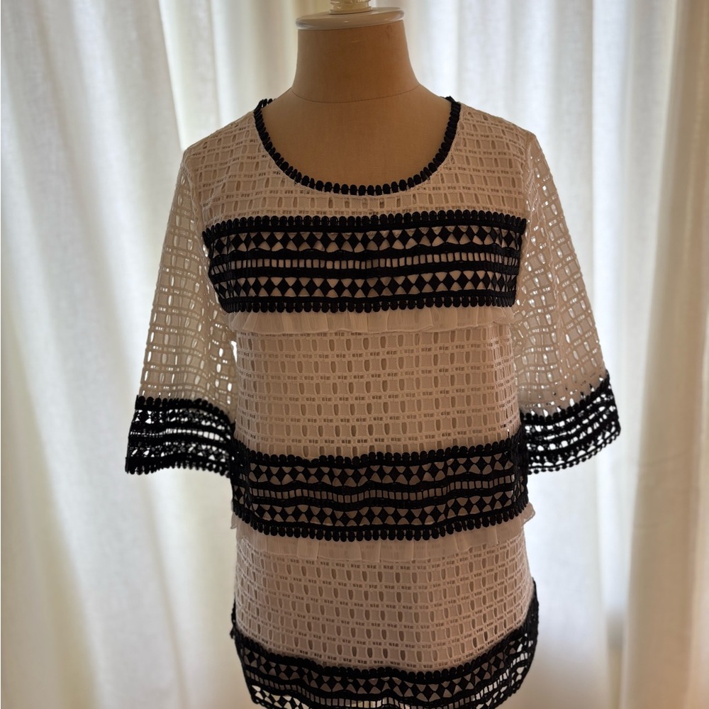 Elegant Black and White Women's Top